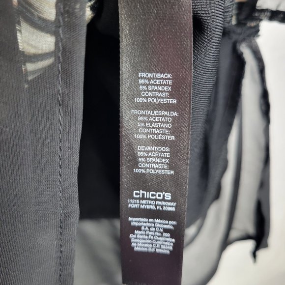 Travelers By Chico's Women's Size 2 Shirt Top Black Brown Poncho Fit - Picture 6 of 6